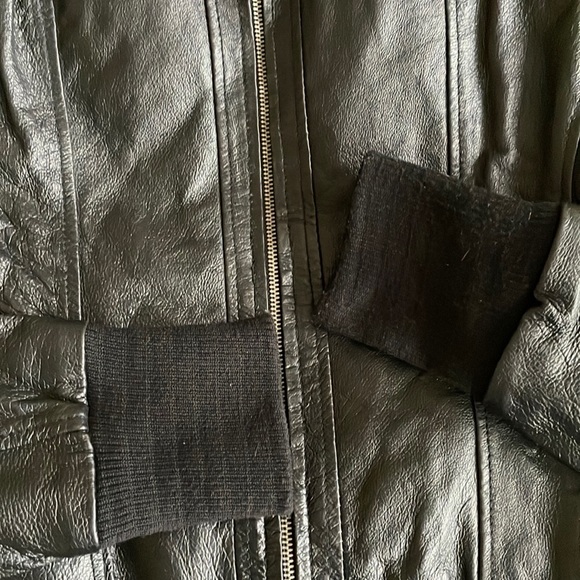 TEX by MaxAzria black leather bomber jacket, size S - Picture 4 of 7